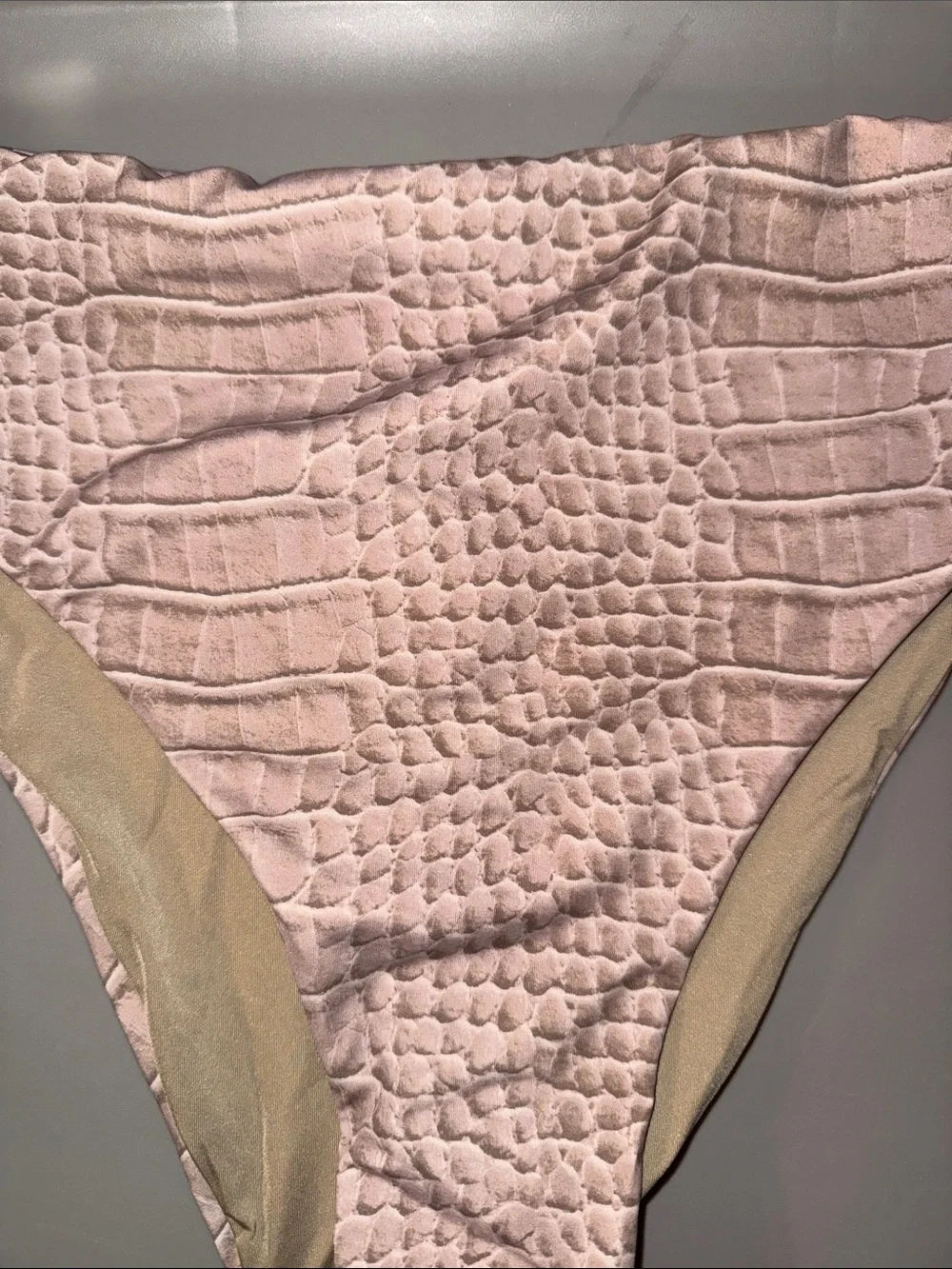 Skims Signature Swim Mid Waist Bottoms Dune Crocodile Print XL